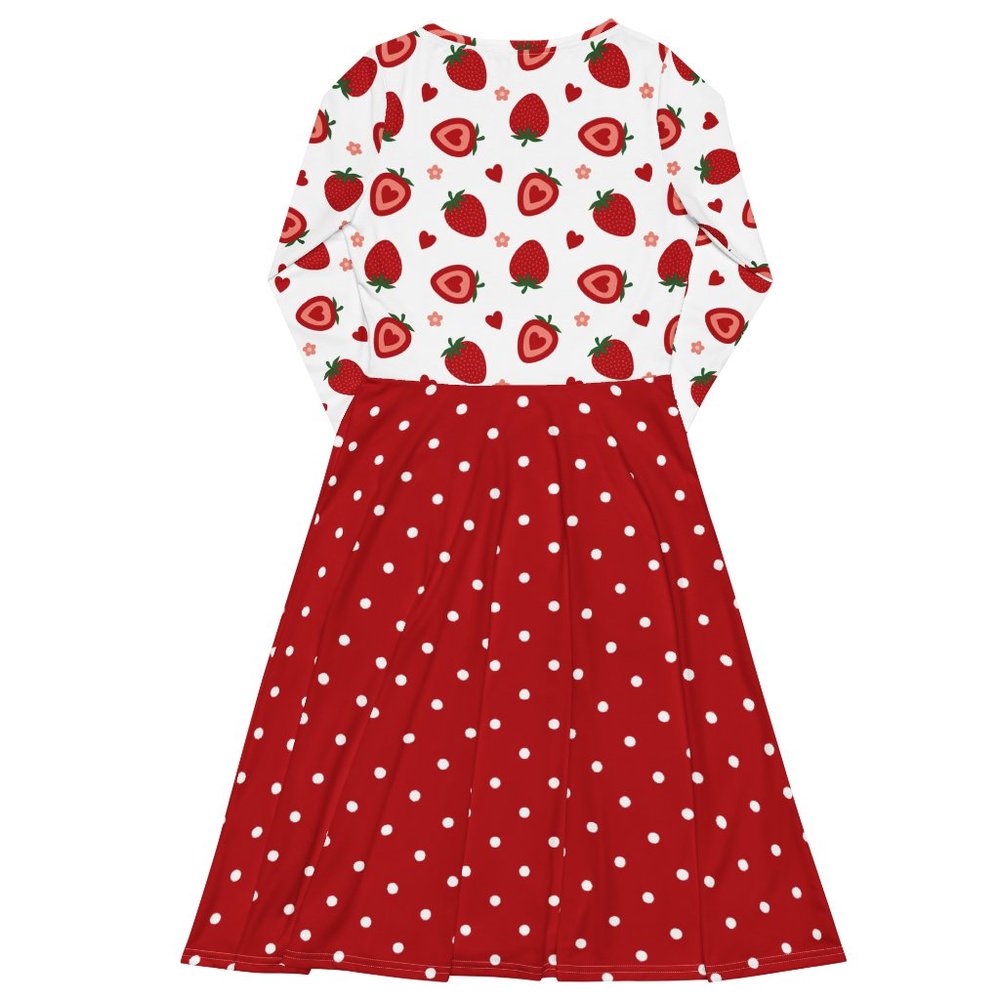 Strawberry Heart Long Sleeve Pin Up Dress - Picture 9 of 10